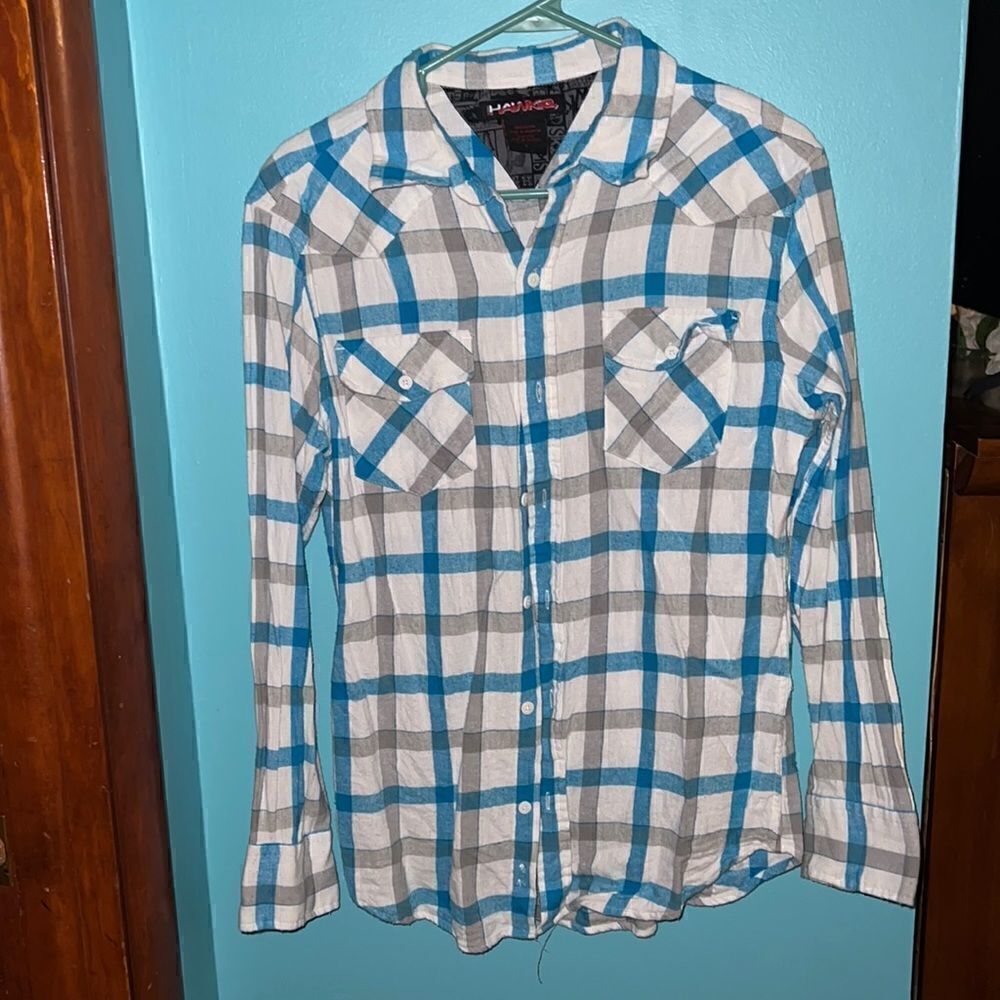 Mens Hawk brand button up flannel size small